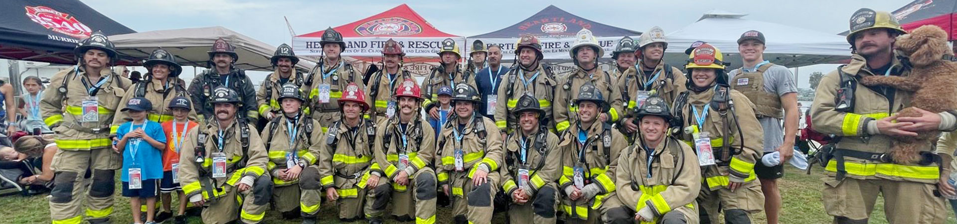 group photo of la mesa firefighters in fire gear